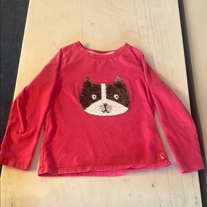 Joules 4T Kids Pink Cat Sequin Shirt that changes to Dog